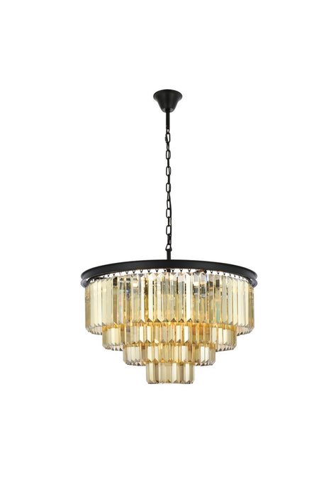 Elegant Lighting 1231D32MB-GT/RC 17 Light Chandelier, Matte Black