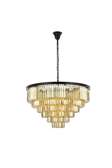 Elegant Lighting 1231D44MB-GT/RC 33 Light Chandelier, Matte Black