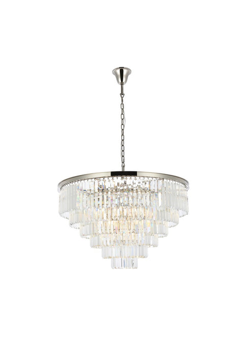 Elegant Lighting 1231D44PN/RC 33 Light Chandelier, Polished Nickel