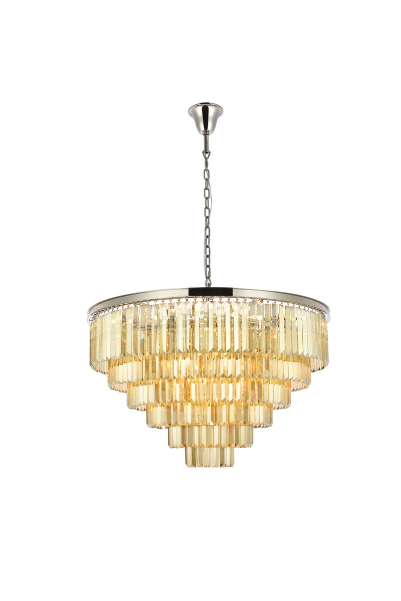 Elegant Lighting 1231D44PN-GT/RC 33 Light Chandelier, Polished Nickel