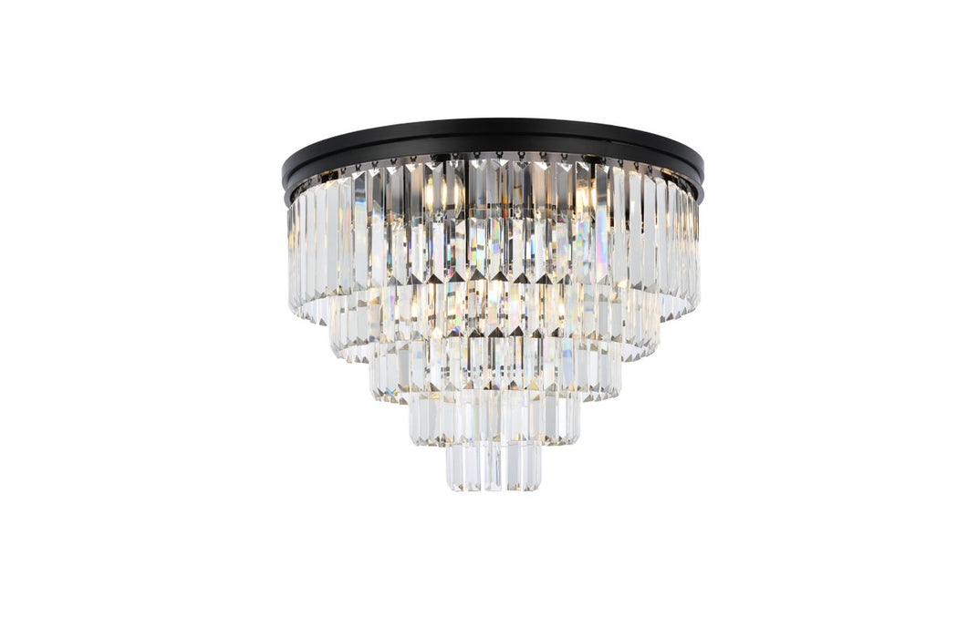 Elegant Lighting 1231F32MB/RC 17 Light Flush Mount, Matte Black