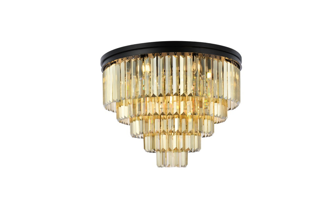 Elegant Lighting 1231F32MB-GT/RC 17 Light Flush Mount, Matte Black