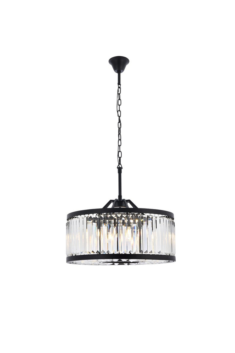 Elegant Lighting 1233D28MB/RC Eight Light Chandelier, Matte Black