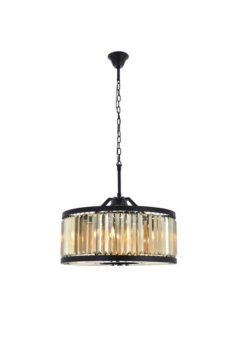 Elegant Lighting 1233D28MB-GT/RC Eight Light Chandelier, Matte Black