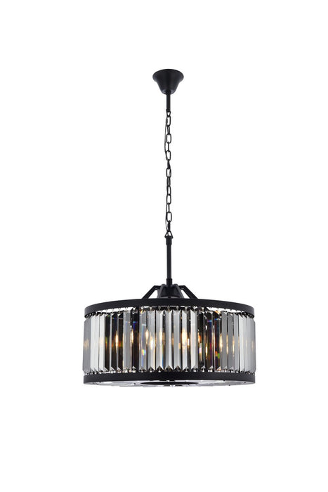 Elegant Lighting 1233D28MB-SS/RC Eight Light Chandelier, Matte Black