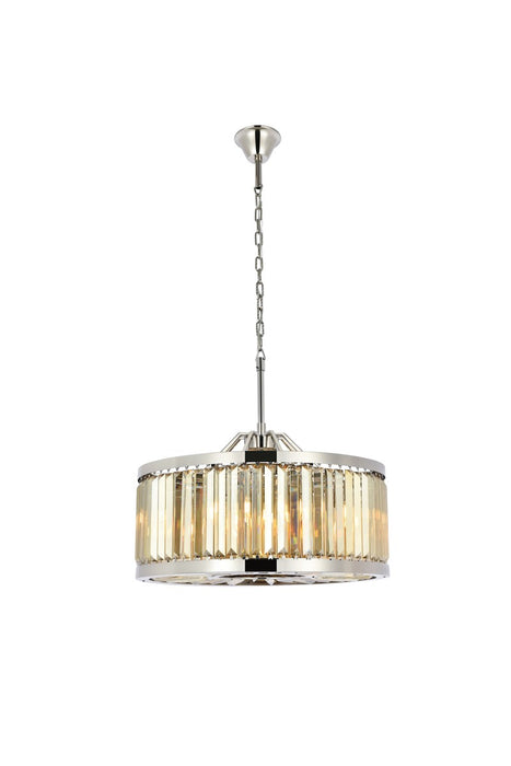 Elegant Lighting 1233D28PN-GT/RC Eight Light Chandelier, Polished Nickel