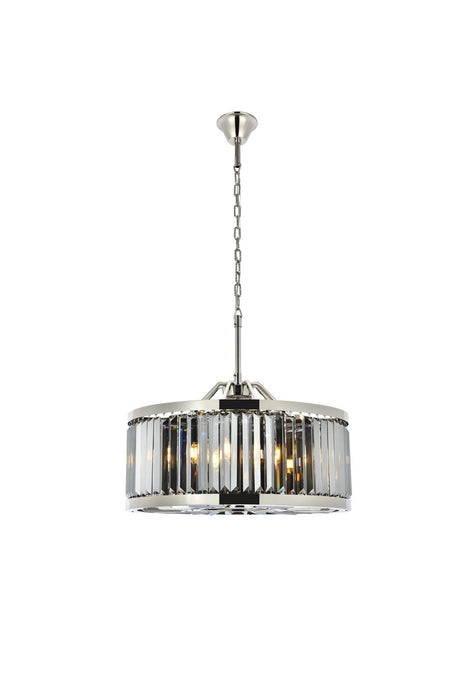 Elegant Lighting 1233D28PN-SS/RC Eight Light Chandelier, Polished Nickel