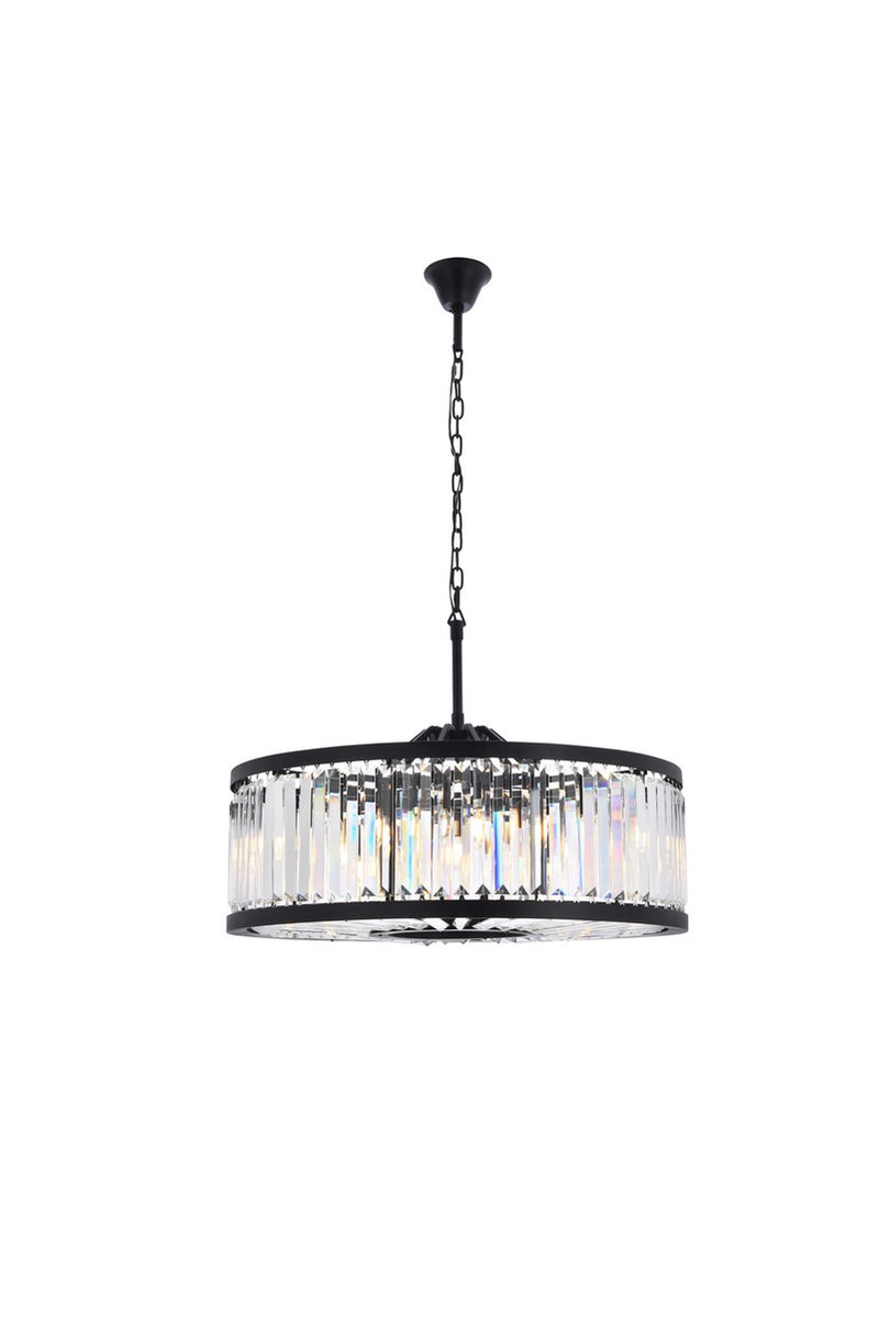 Elegant Lighting 1233D35MB/RC Ten Light Chandelier, Matte Black