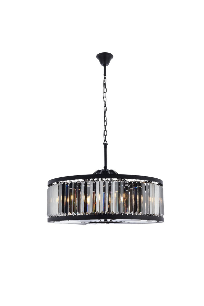 Elegant Lighting 1233D35MB-SS/RC Ten Light Chandelier, Matte Black