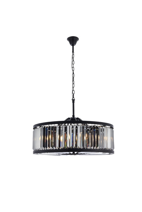 Elegant Lighting 1233D35MB-SS/RC Ten Light Chandelier, Matte Black