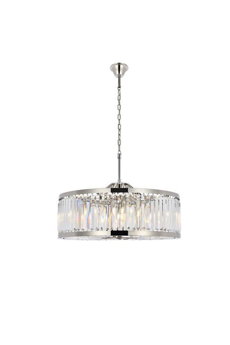 Elegant Lighting 1233D35PN/RC Ten Light Chandelier, Polished Nickel