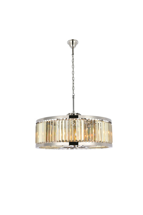 Elegant Lighting 1233D35PN-GT/RC Ten Light Chandelier, Polished Nickel