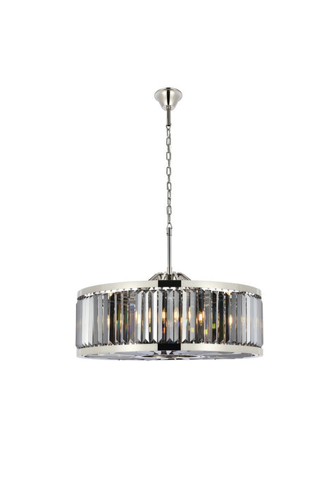 Elegant Lighting 1233D35PN-SS/RC Ten Light Chandelier, Polished Nickel