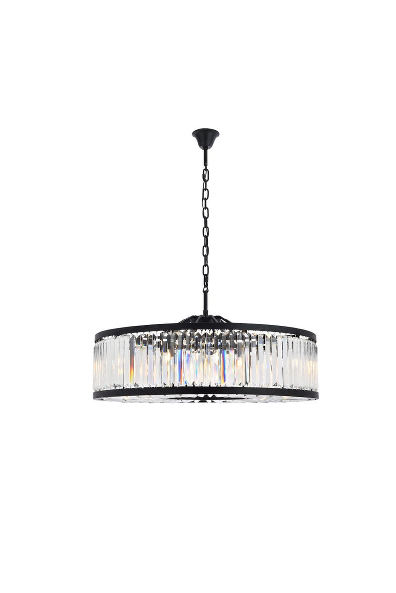 Elegant Lighting 1233G43MB/RC Ten Light Chandelier, Matte Black