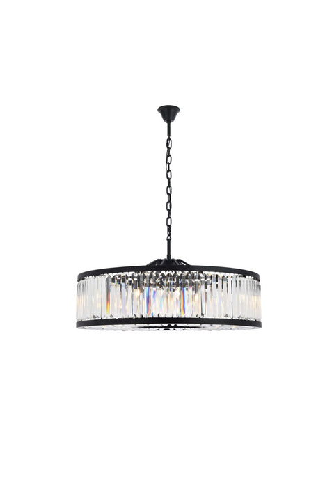 Elegant Lighting 1233G43MB/RC Ten Light Chandelier, Matte Black