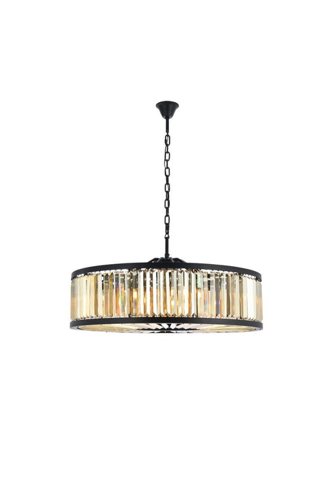 Elegant Lighting 1233G43MB-GT/RC Ten Light Chandelier, Matte Black
