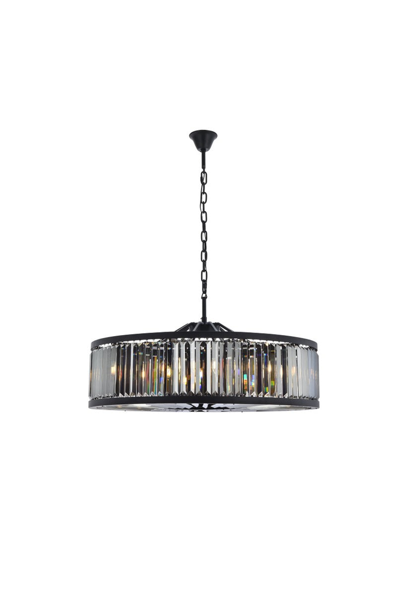 Elegant Lighting 1233G43MB-SS/RC Ten Light Chandelier, Matte Black