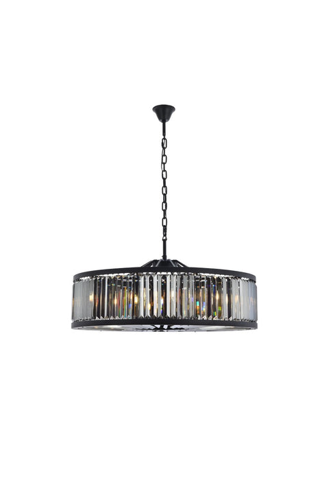 Elegant Lighting 1233G43MB-SS/RC Ten Light Chandelier, Matte Black