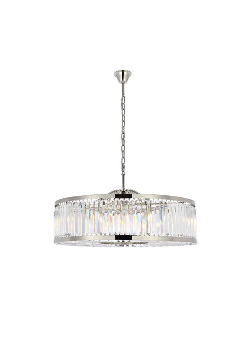 Elegant Lighting 1233G43PN/RC Ten Light Chandelier, Polished Nickel