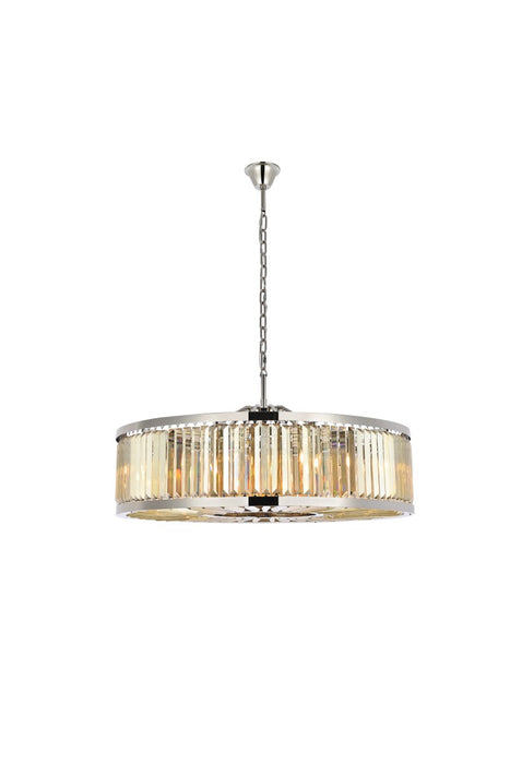 Elegant Lighting 1233G43PN-GT/RC Ten Light Chandelier, Polished Nickel