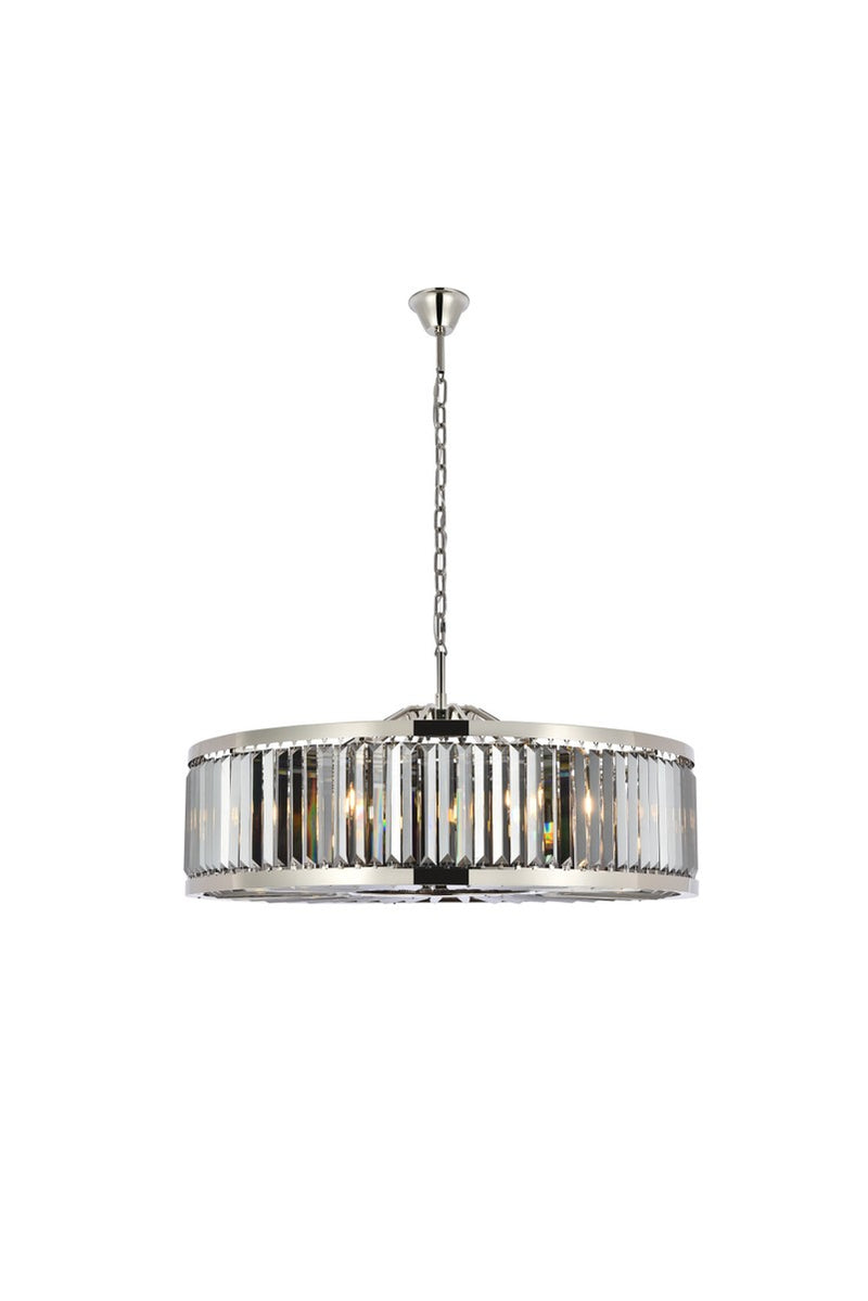 Elegant Lighting 1233G43PN-SS/RC Ten Light Chandelier, Polished Nickel