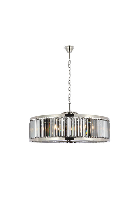 Elegant Lighting 1233G43PN-SS/RC Ten Light Chandelier, Polished Nickel