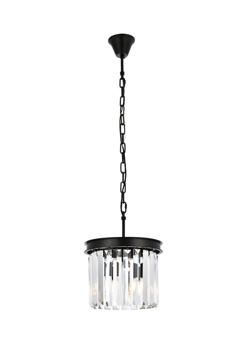 Elegant Lighting 1238D12MB/RC Three Light Pendant, Matte Black