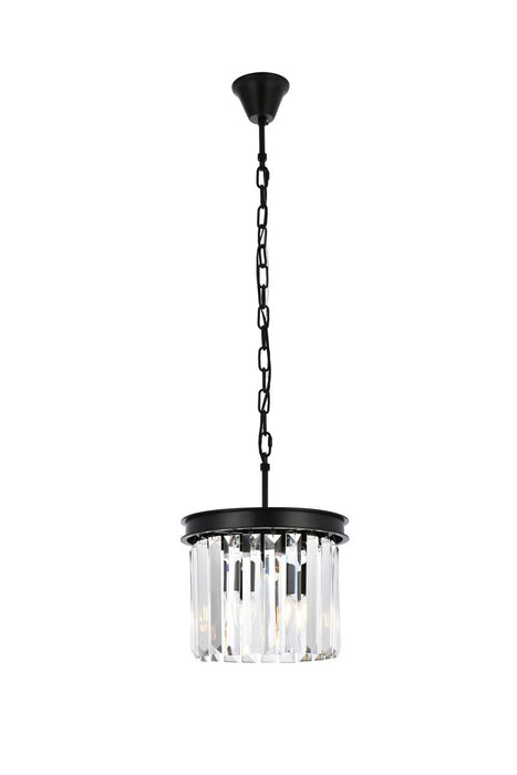 Elegant Lighting 1238D12MB/RC Three Light Pendant, Matte Black
