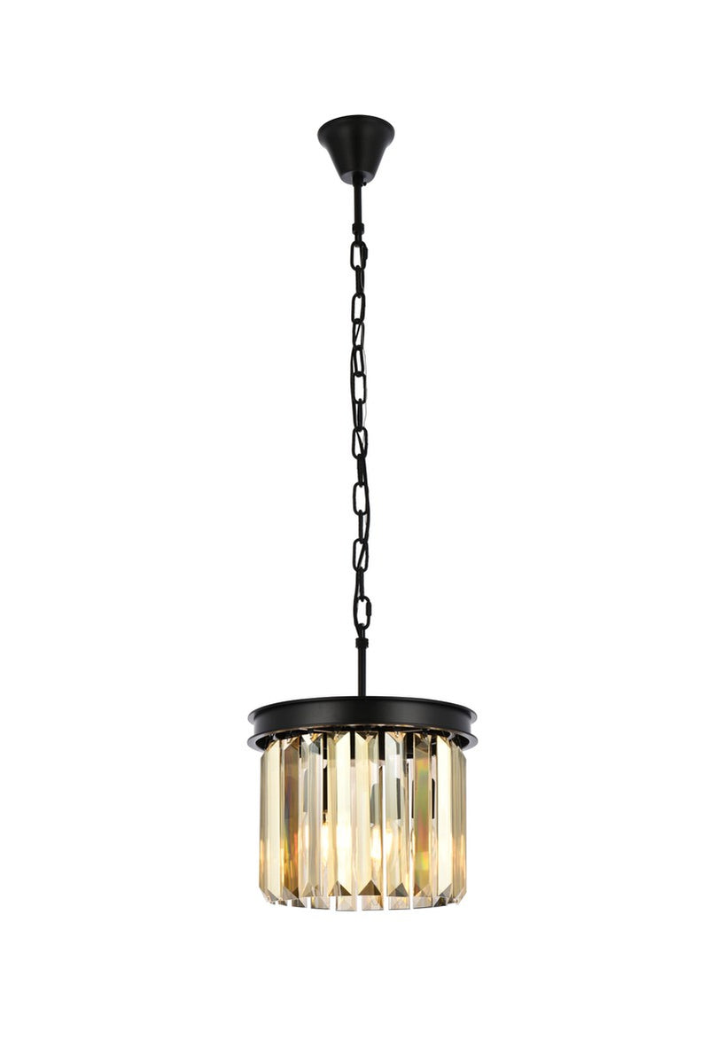 Elegant Lighting 1238D12MB-GT/RC Three Light Pendant, Matte Black