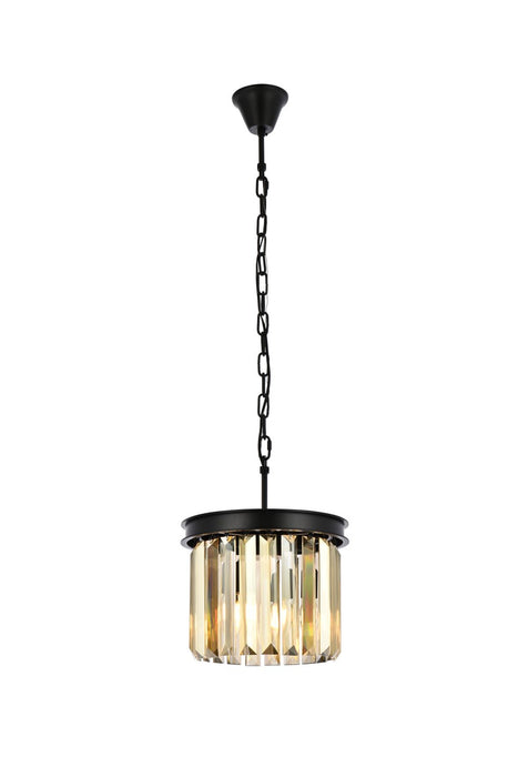 Elegant Lighting 1238D12MB-GT/RC Three Light Pendant, Matte Black
