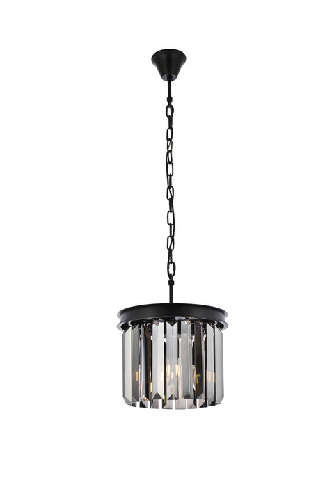 Elegant Lighting 1238D12MB-SS/RC Three Light Pendant, Matte Black