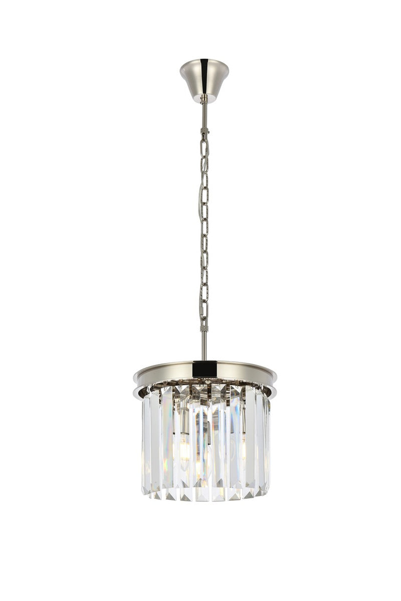 Elegant Lighting 1238D12PN/RC Three Light Pendant, Polished Nickel