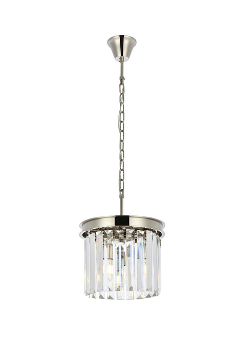 Elegant Lighting 1238D12PN/RC Three Light Pendant, Polished Nickel