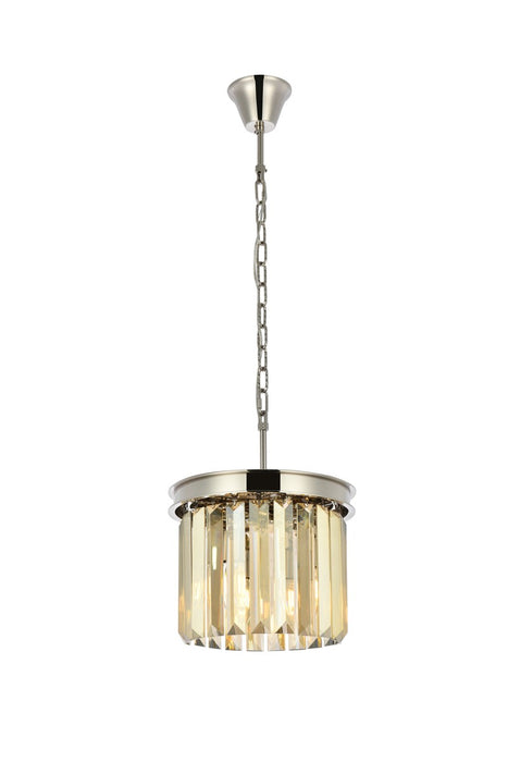 Elegant Lighting 1238D12PN-GT/RC Three Light Pendant, Polished Nickel