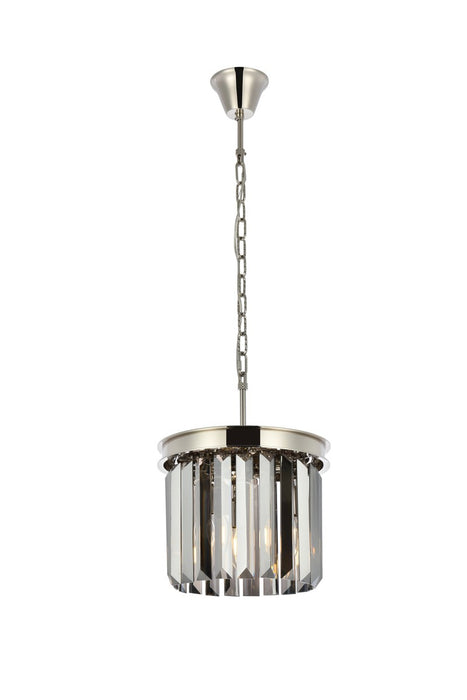 Elegant Lighting 1238D12PN-SS/RC Three Light Pendant, Polished Nickel