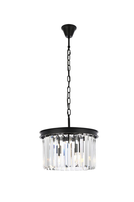 Elegant Lighting 1238D16MB/RC Three Light Pendant, Matte Black