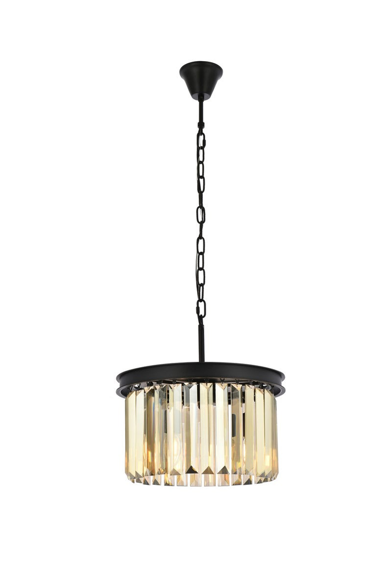 Elegant Lighting 1238D16MB-GT/RC Three Light Pendant, Matte Black