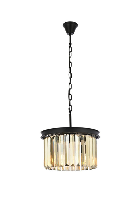 Elegant Lighting 1238D16MB-GT/RC Three Light Pendant, Matte Black