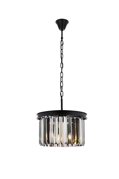 Elegant Lighting 1238D16MB-SS/RC Three Light Pendant, Matte Black