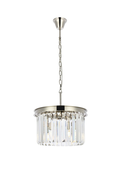 Elegant Lighting 1238D16PN/RC Three Light Pendant, Polished Nickel