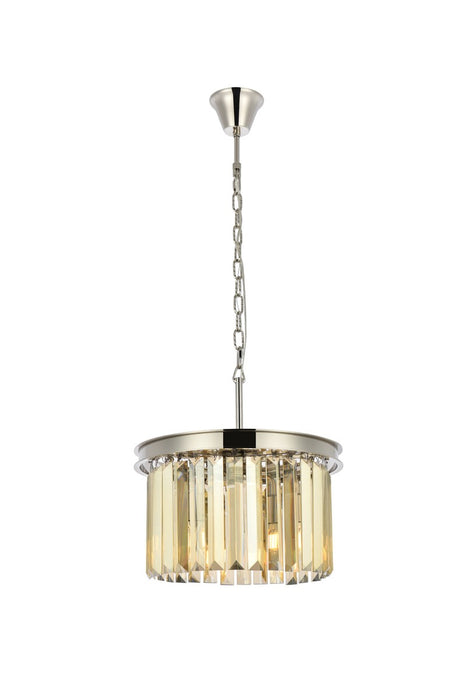 Elegant Lighting 1238D16PN-GT/RC Three Light Pendant, Polished Nickel