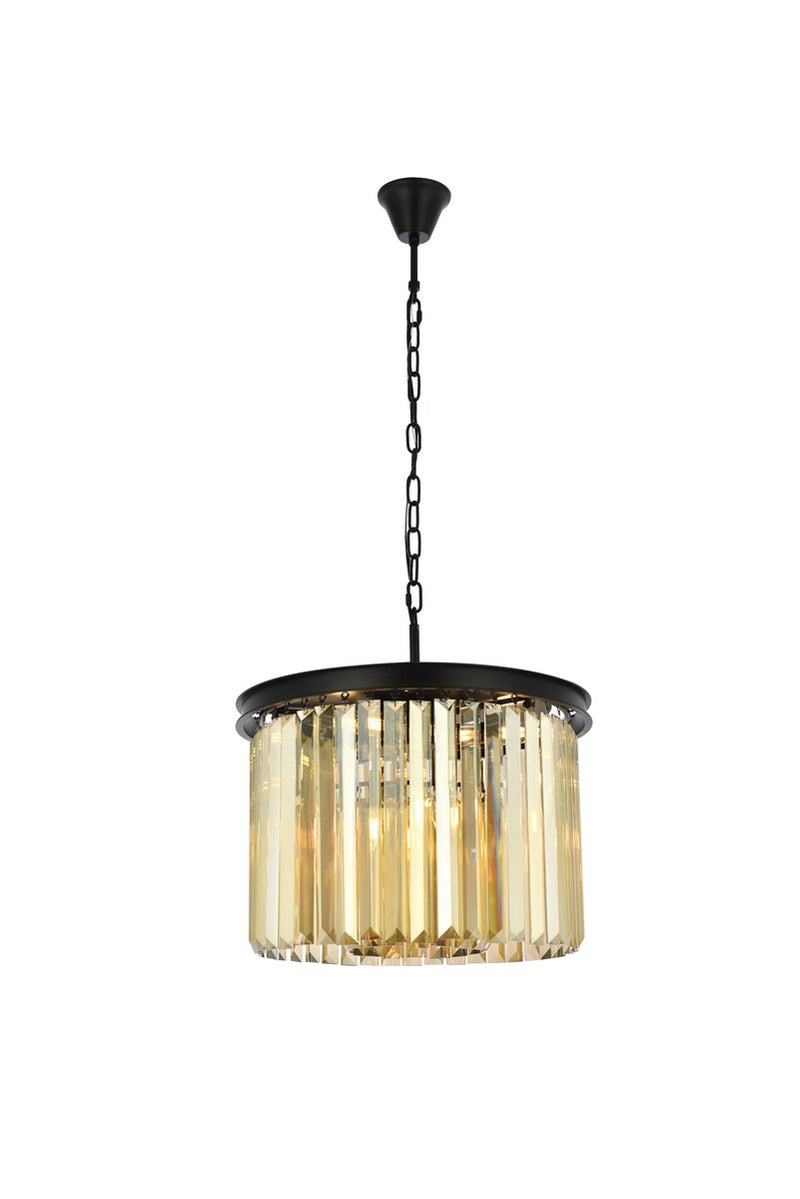 Elegant Lighting 1238D20MB-GT/RC Six Light Pendant, Matte Black
