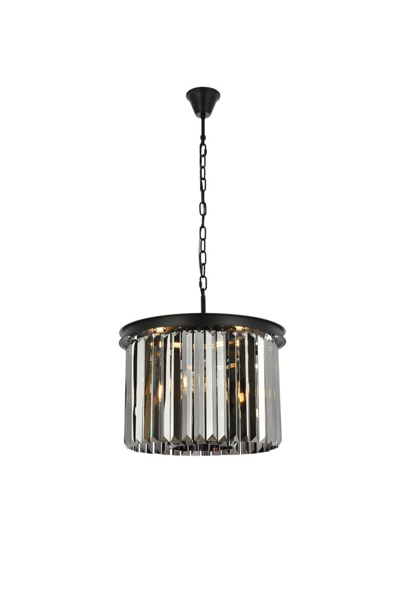 Elegant Lighting 1238D20MB-SS/RC Six Light Pendant, Matte Black
