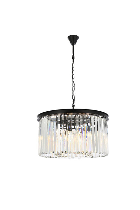 Elegant Lighting 1238D26MB/RC Eight Light Chandelier, Matte Black
