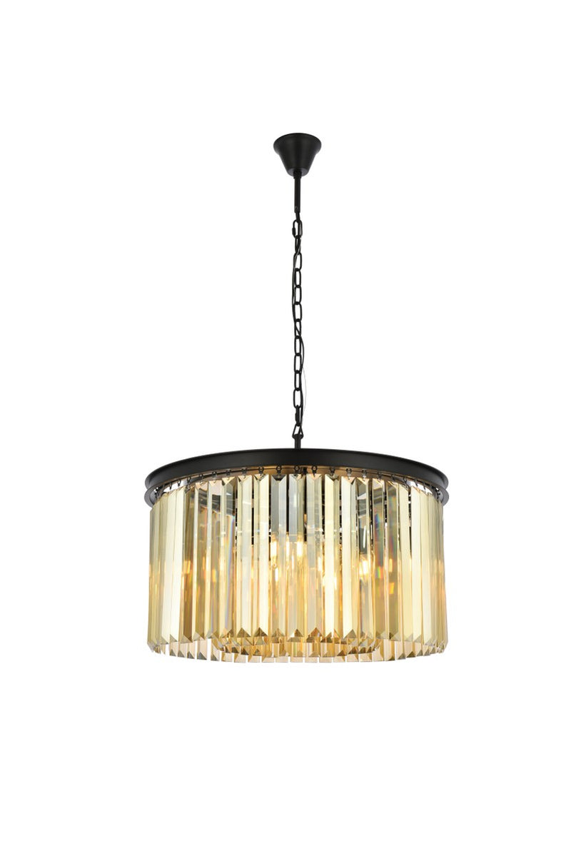 Elegant Lighting 1238D26MB-GT/RC Eight Light Chandelier, Matte Black