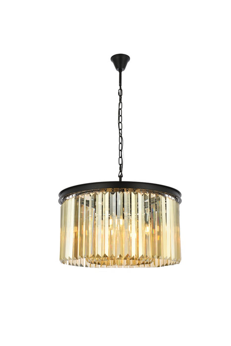 Elegant Lighting 1238D26MB-GT/RC Eight Light Chandelier, Matte Black