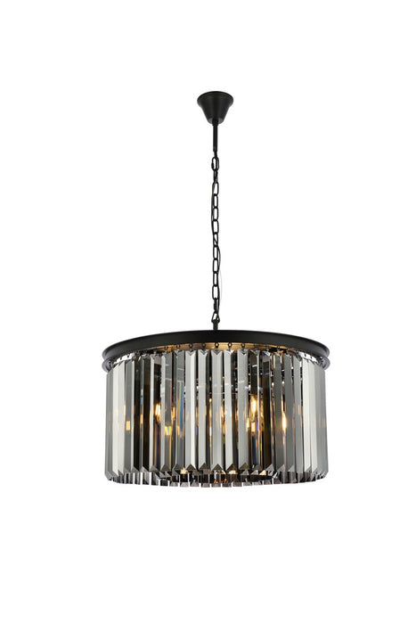 Elegant Lighting 1238D26MB-SS/RC Eight Light Chandelier, Matte Black