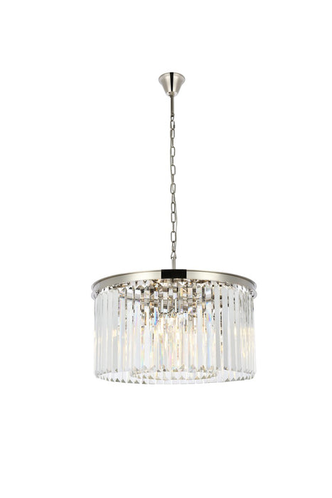 Elegant Lighting 1238D26PN/RC Eight Light Chandelier, Polished Nickel