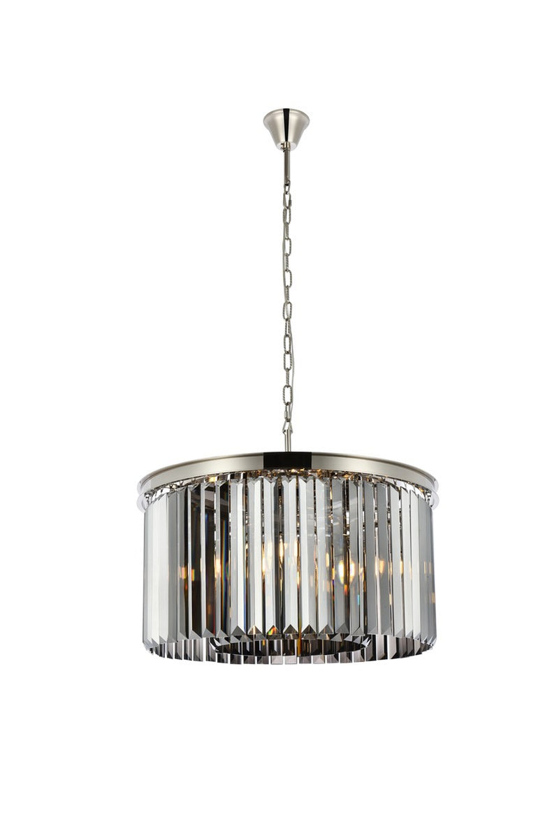 Elegant Lighting 1238D26PN-SS/RC Eight Light Chandelier, Polished Nickel