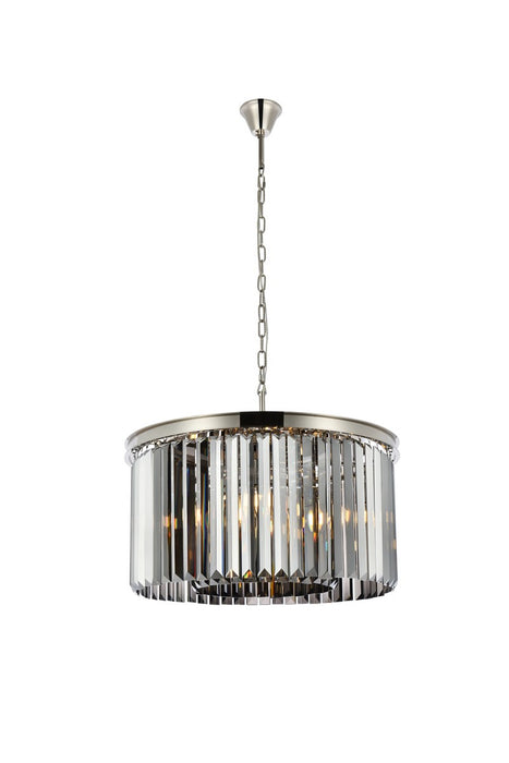Elegant Lighting 1238D26PN-SS/RC Eight Light Chandelier, Polished Nickel